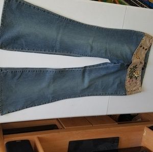 Low rise embellished flare leg Jean
